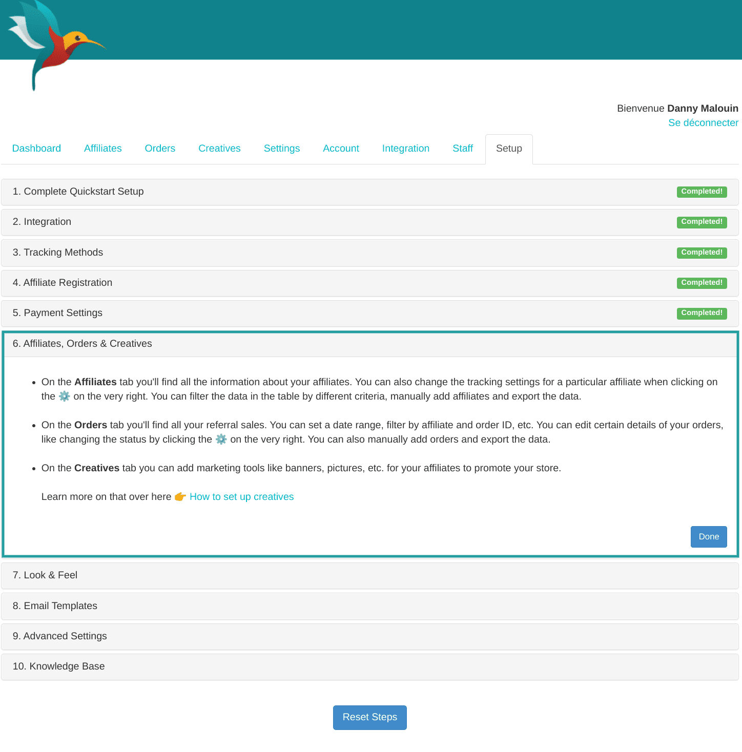 AFFILIÉS, COMMANDES ET CRÉATIFS