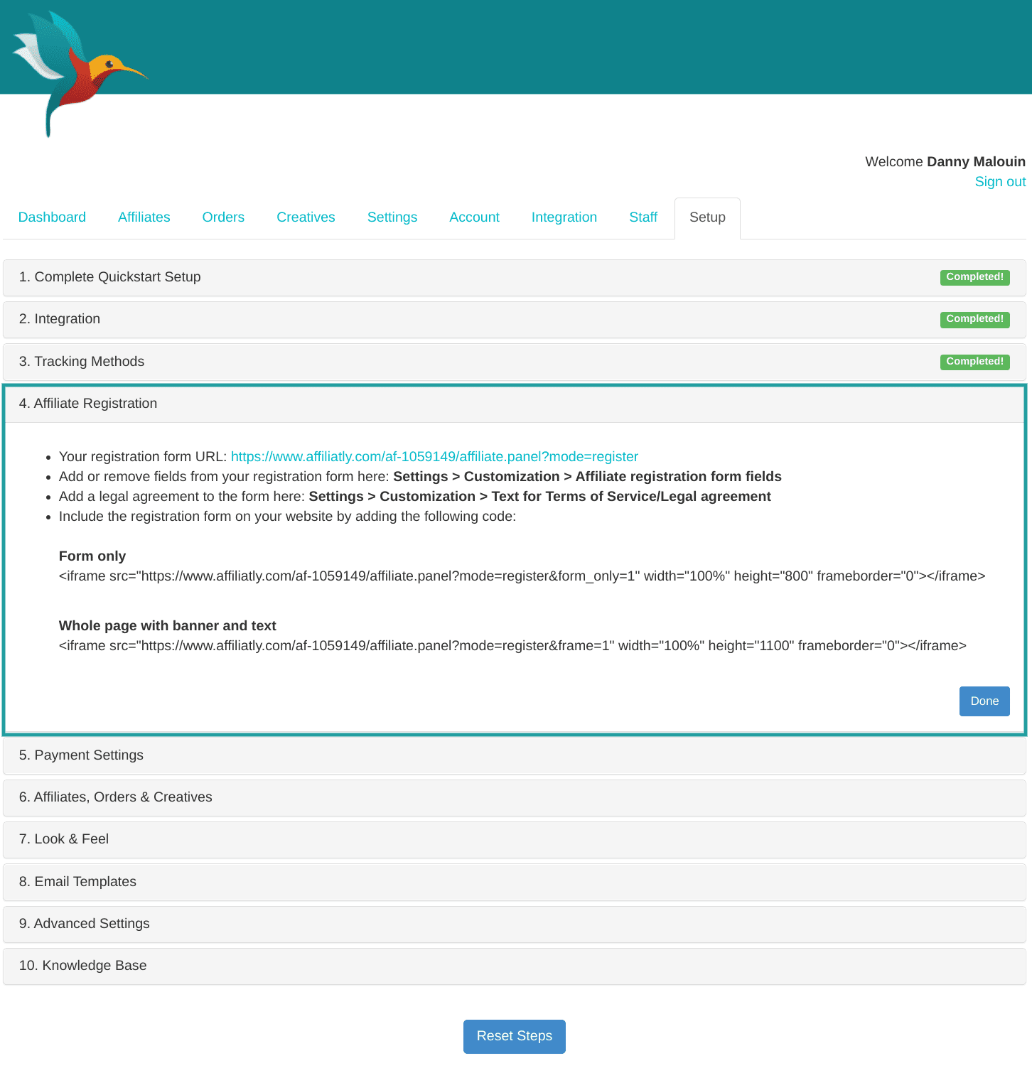 Inscription affiliés